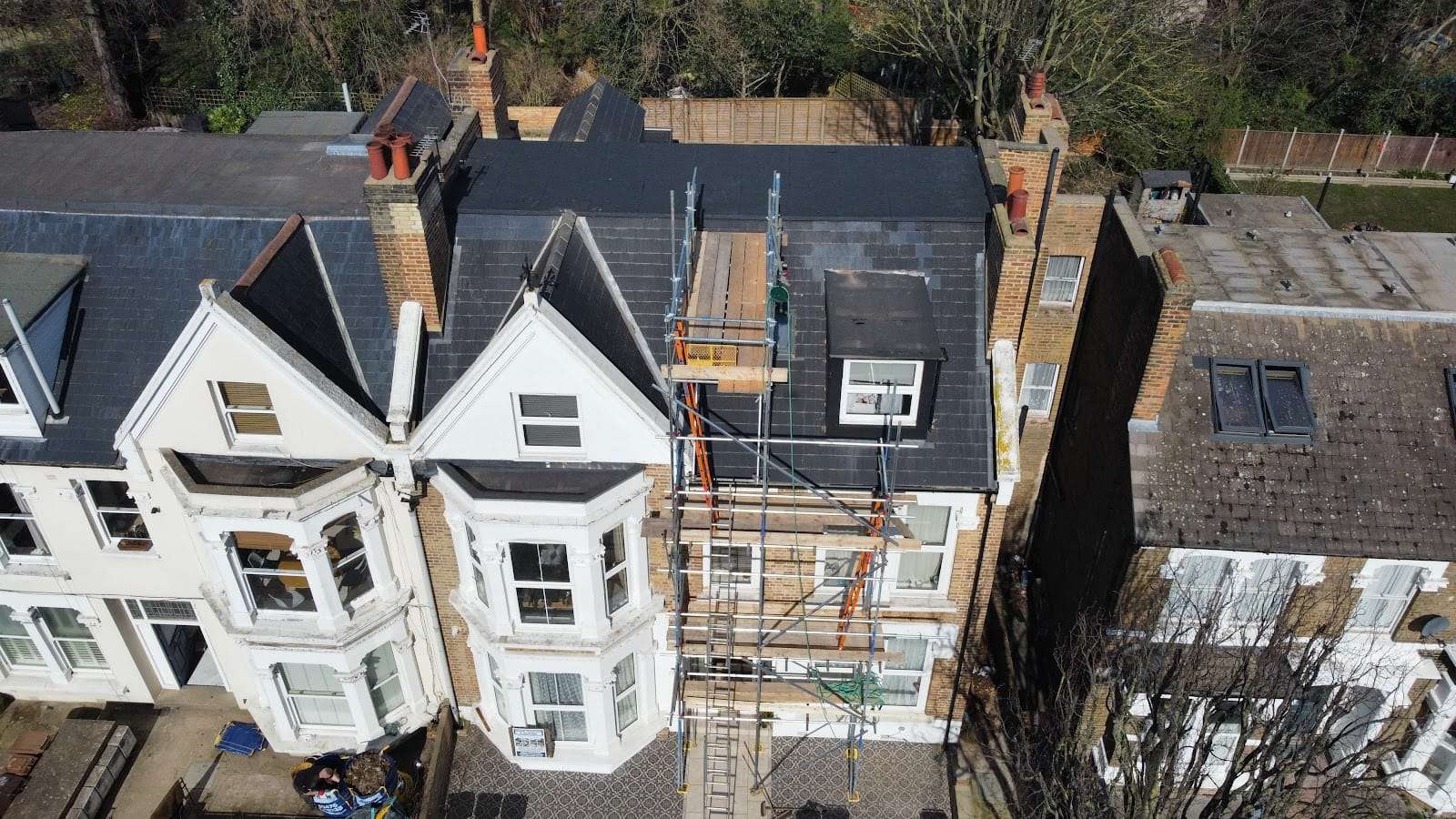 Victorian terrace roofs from above, by The Rockin' Roofer Ltd